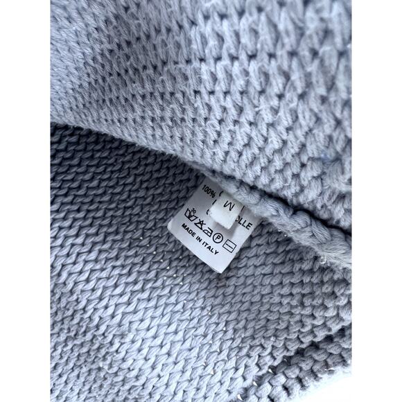 Bottega Veneta M Chunky Knit V-neck Sweater Pullover Cropped Blue Women's - Picture 4 of 4